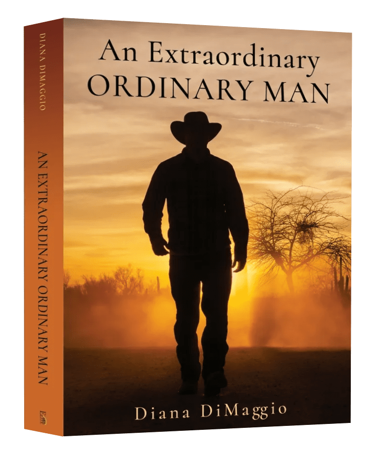 Book cover of "An Extraordinary Ordinary Man" showing a silhouetted man at sunset.