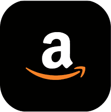 Amazon logo with a black background.