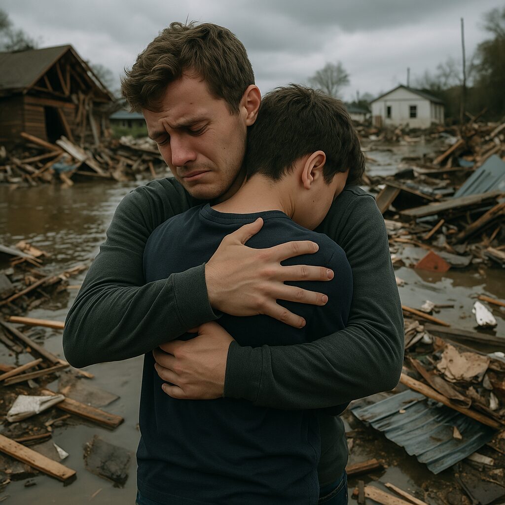 two brothers hugging