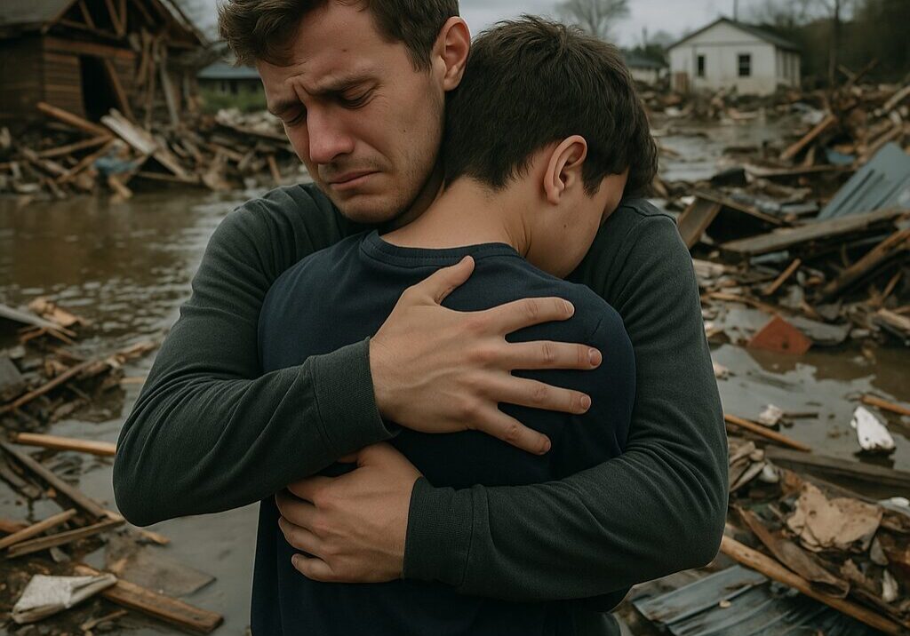 two brothers hugging